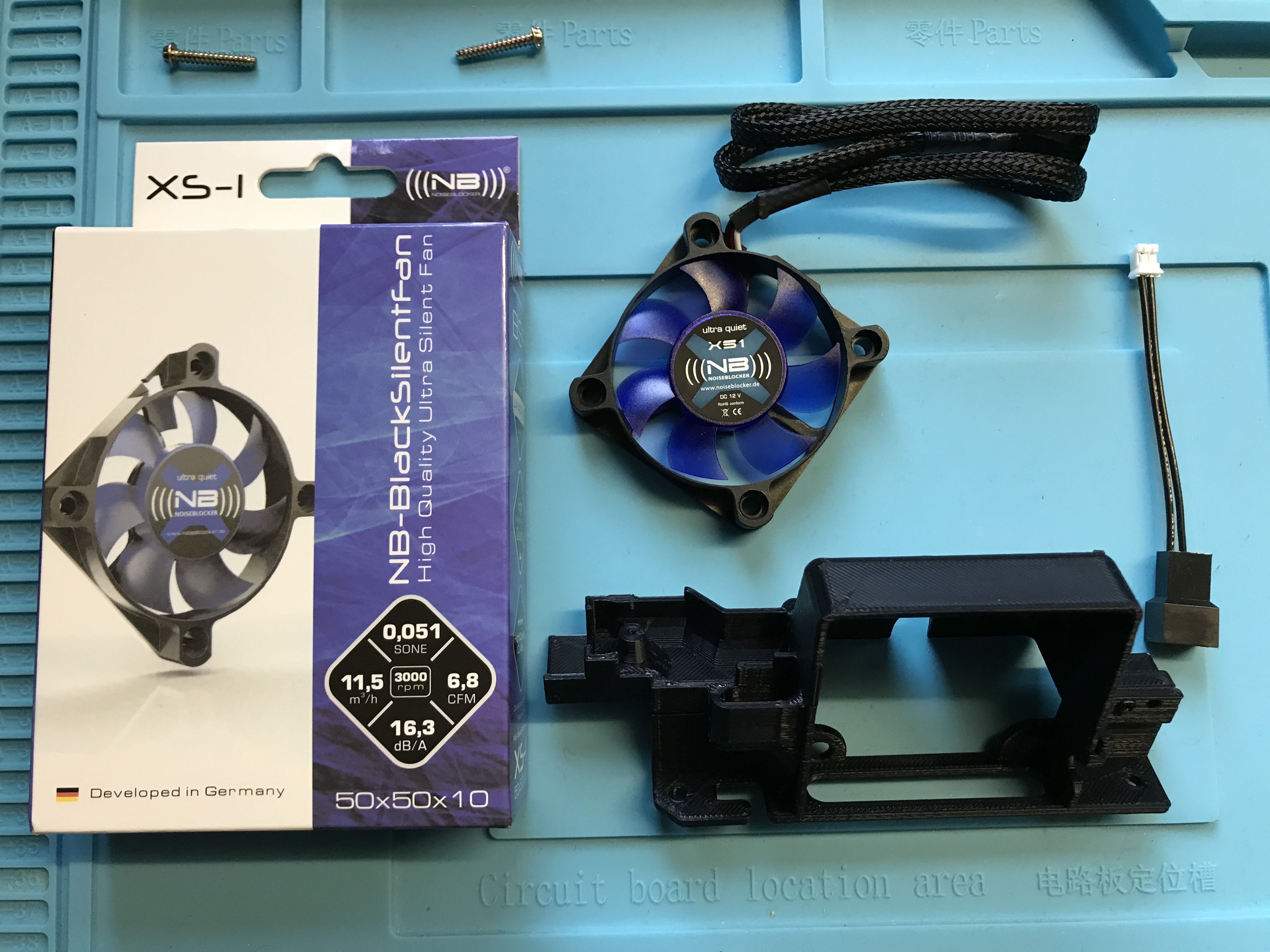 Near silent pc fan and gamecube fan assembly mount and cable adapter