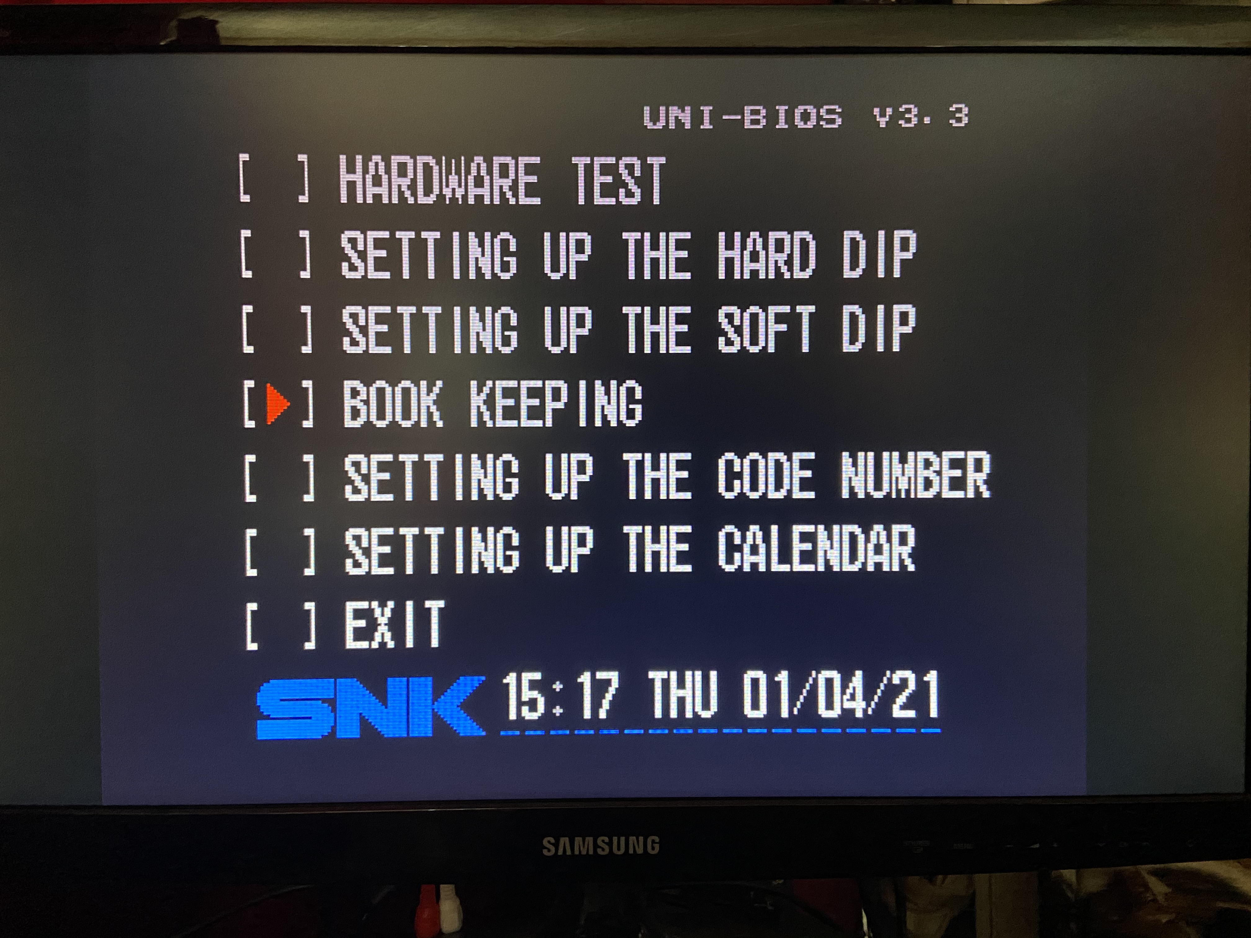 Neo Geo MVS menu