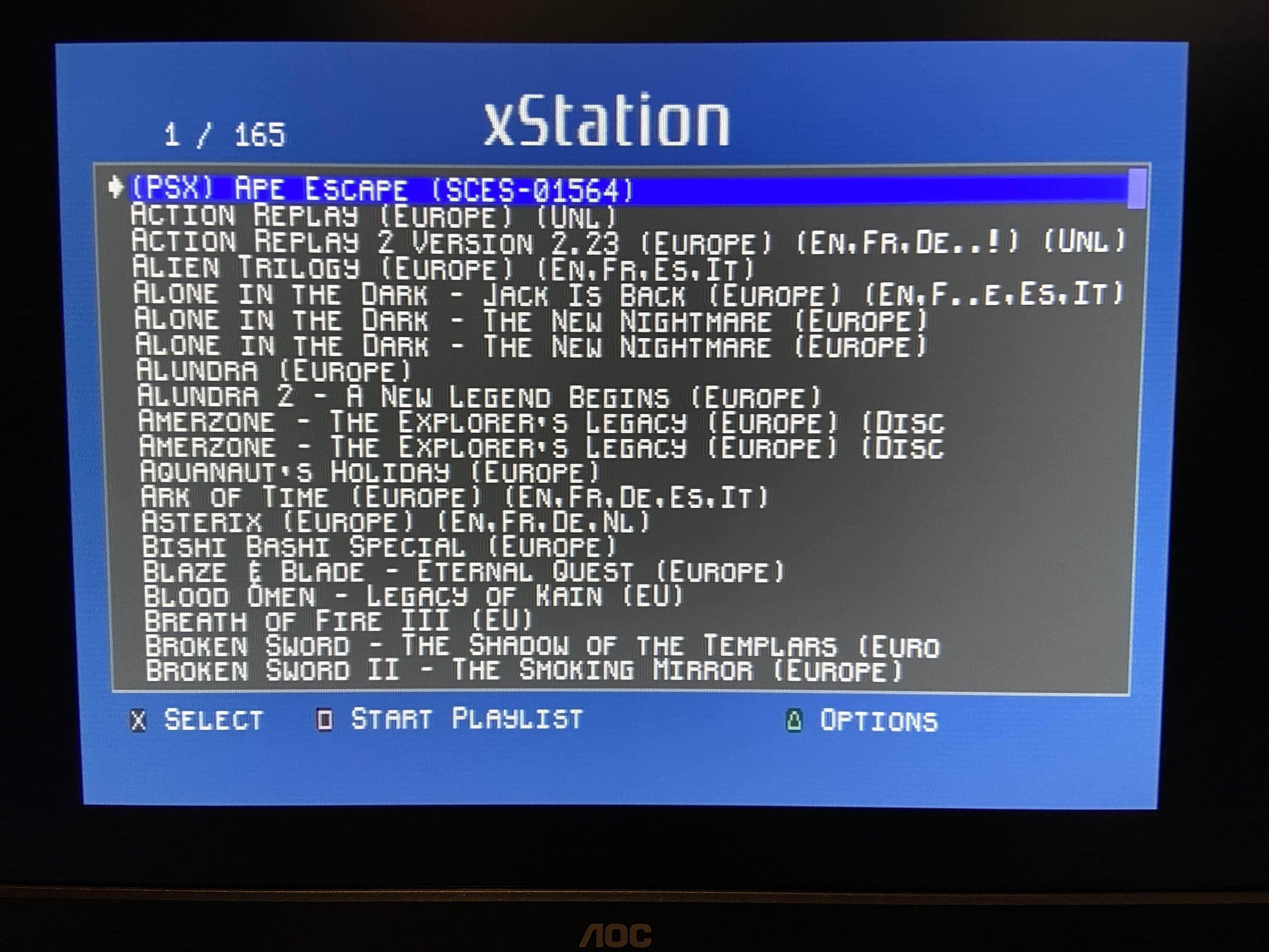 xStation game selection screen