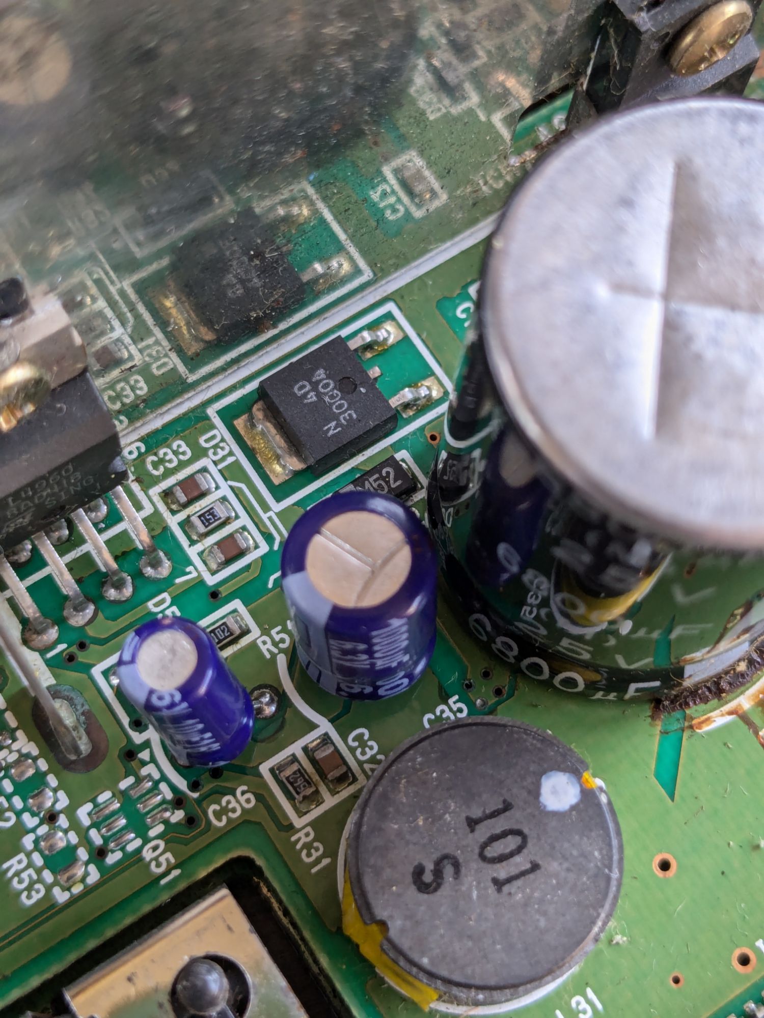 C35 and C36 capacitors replaced on 3DO FZ-1 motherboard